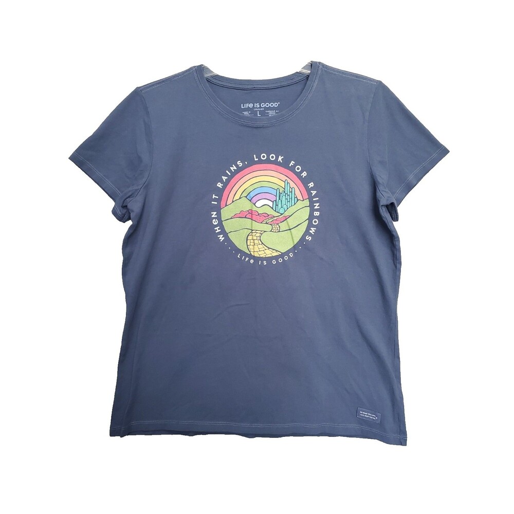 Life Is Good Wizard of Oz Look for Rainbows Short Sleeve V-Neck Crusher Tee LGE